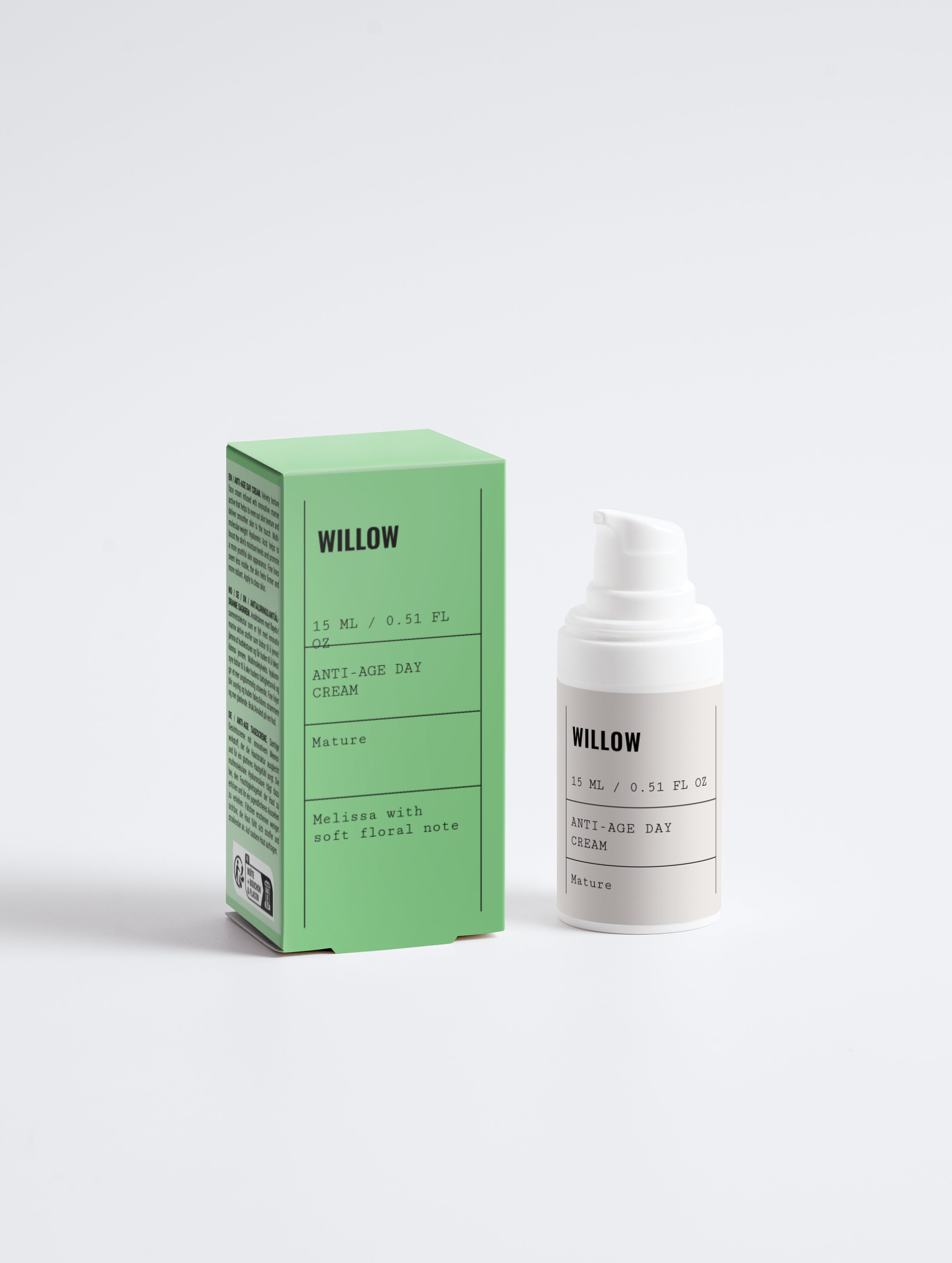 Anti-Age Day Cream by Willow in a sleek skincare jar, designed to hydrate, smooth, and support a more youthful-looking complexion.
