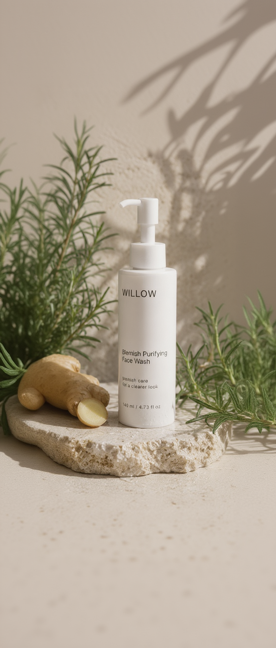 Blemish Purifying Face Wash by Willow in a sleek cleanser bottle, designed to gently cleanse, purify pores, and support blemish-prone skin.