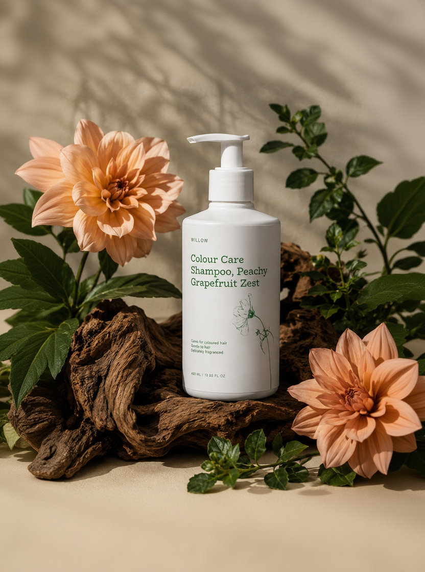 Willow Colour Care Shampoo Peachy Grapefruit Zest with grapefruit, peach extracts and hydrating formula for color-treated hair. 