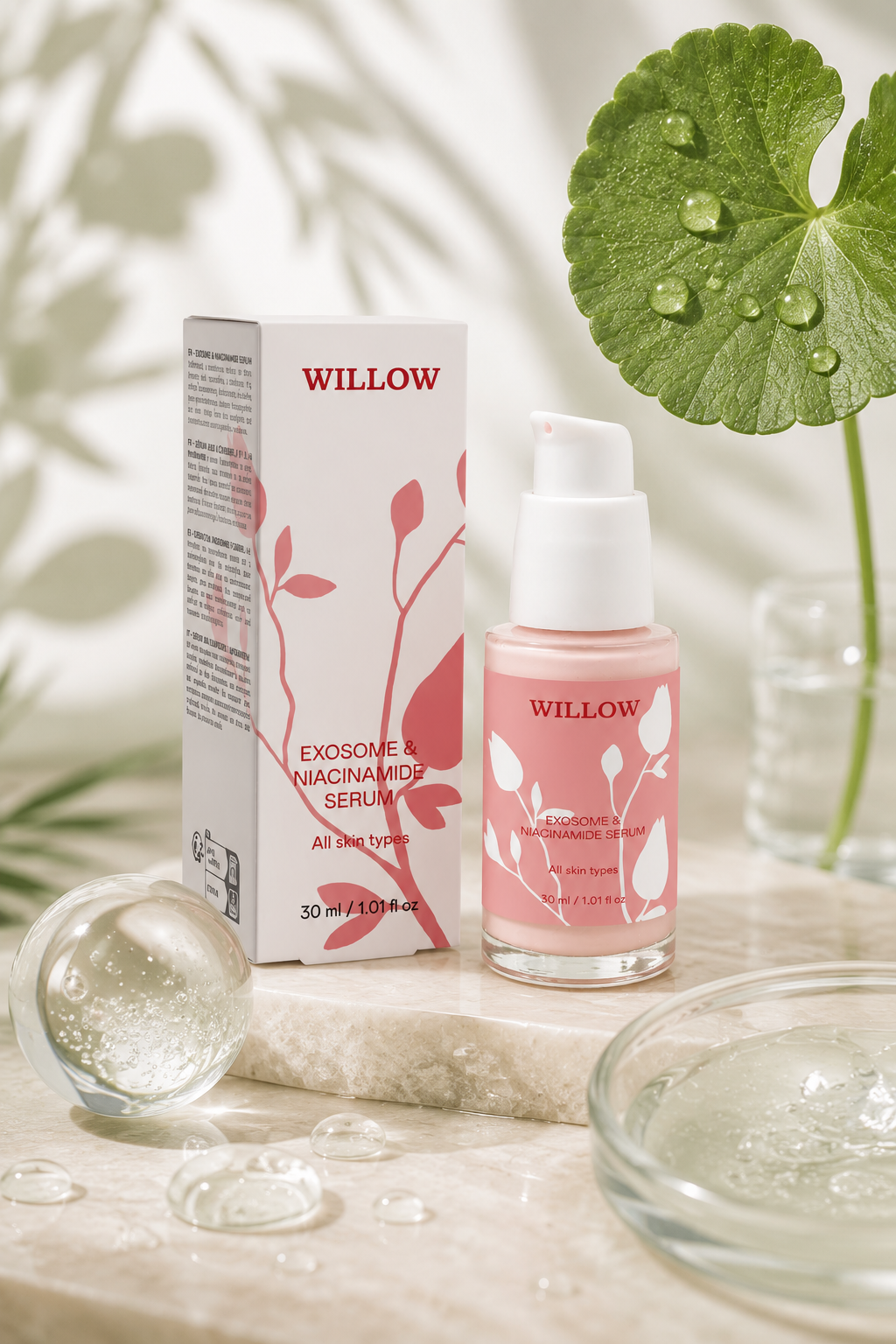 Willow Exosome Niacinamide Serum for brighter, smoother and more even-looking skin.