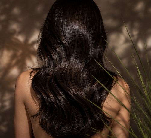 Glossy healthy hair inspired by Willow Gloss Conditioner Smoky Green Vetiver with nourishing botanical ingredients.