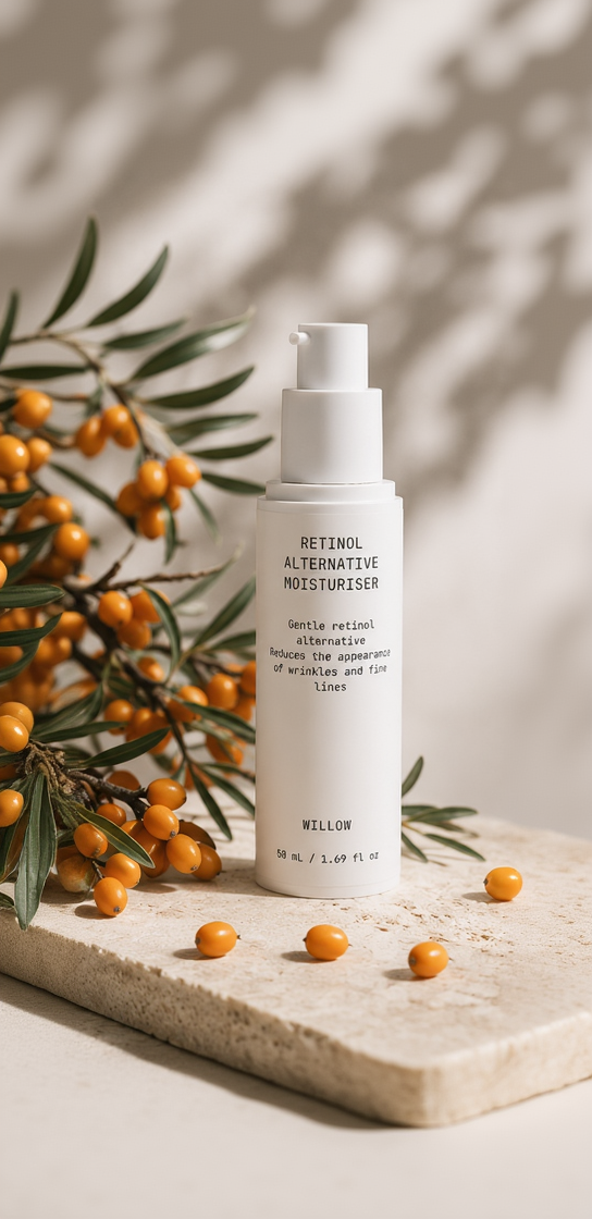 Retinol Alternative Moisturiser by Willow in a sleek skincare jar, designed to hydrate, smooth, and support healthier-looking skin.