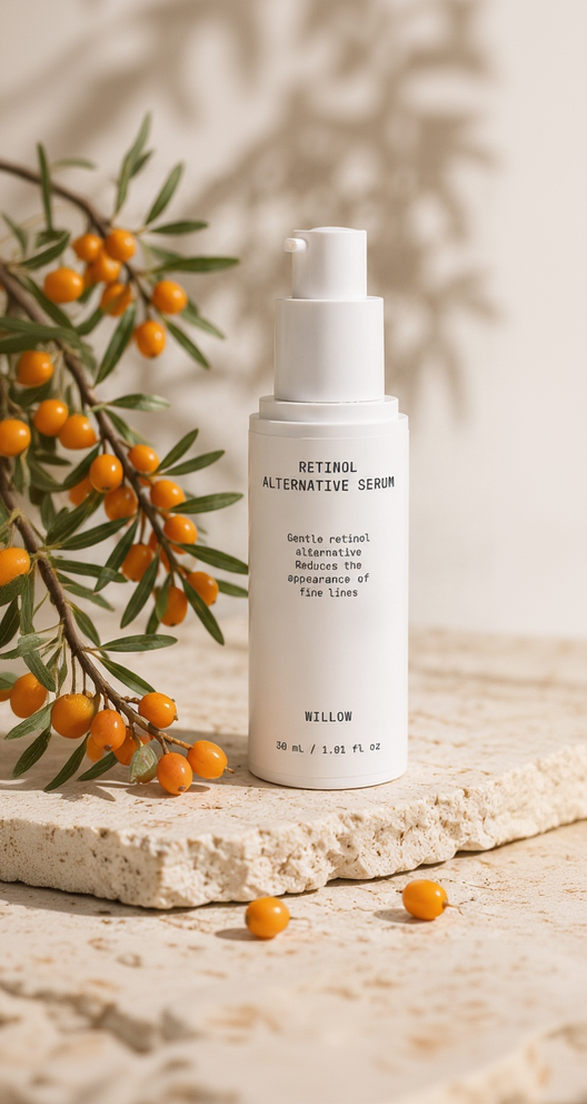 Retinol Alternative Serum by Willow in a sleek dropper bottle, designed to smooth, hydrate, and support a more youthful-looking complexion.